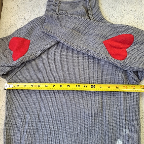 Chicwish Red Heart Elbow Patch Heart and Soul Patched Knit Sweater in Gray S/M - Picture 7 of 8